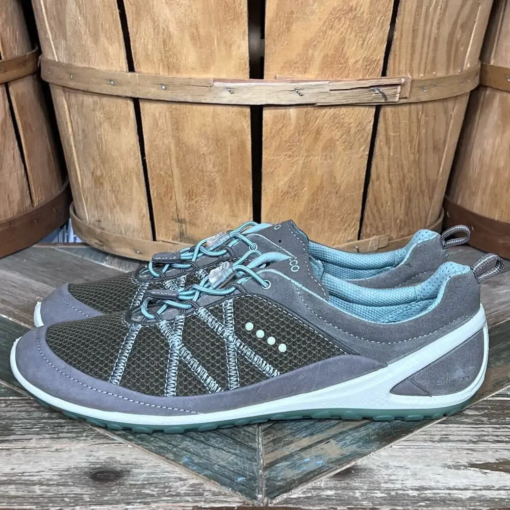 Ecco Biom Lite Speed Lace Pull-Tie Warm Gray Minimalist Sneakers Womens Size 9